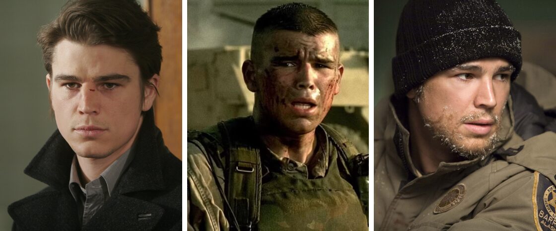 Josh Hartnett best movies collage featuring scenes from Lucky Number Slevin, Black Hawk Down, and 30 Days of Night, highlighting his top roles.